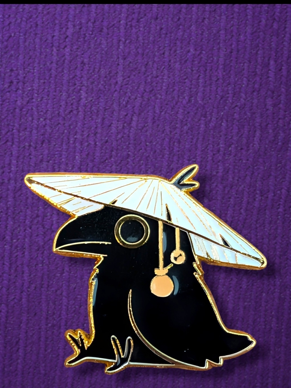Black Crow with White Hat Enamel Pin